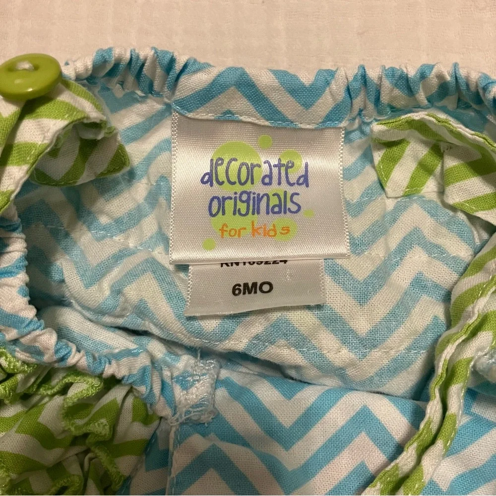 Decorated Originals For Kids Girls‎ Sz 6M Seahorse Green Chevron Ruffle Romper